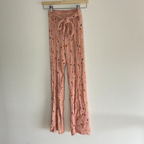 Faithfull the Brand Pants Tiki Tiki Wide Leg Floral Pants Pink Size XS - Picture 4 of 8